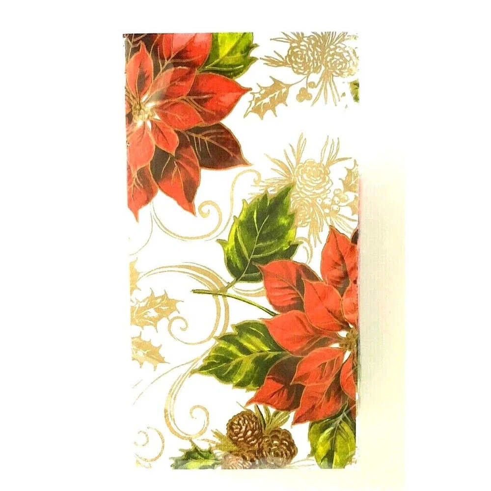 Poinsettia Pine Cone Paper Towels Napkins 2 Pack 20 each Hand Bathroom Guest